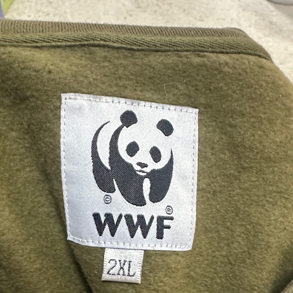 Men's Olive Green Hoodie with Panda Design from World Wildlife Fund - Picture 4 of 4